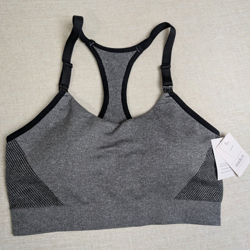 Auden Nursing Bralette Womens Medium Heather Gray NWT Racerback Wireless